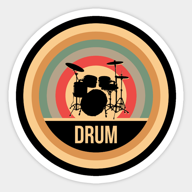 Retro Vintage Drums Gift For Drummers Sticker by OceanRadar